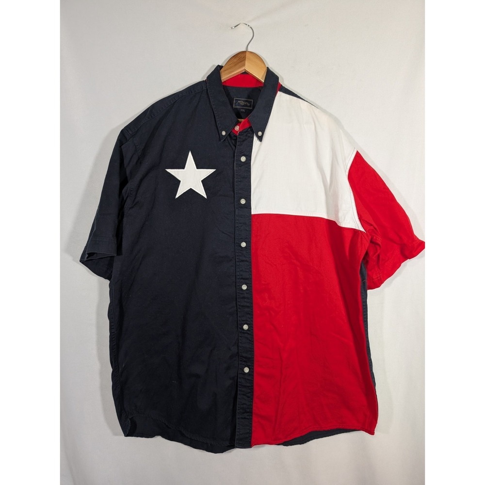 Roper Texas Flag Button Shirt Mens 2XL Westerncore Cowboycore Rodeo Patriotic